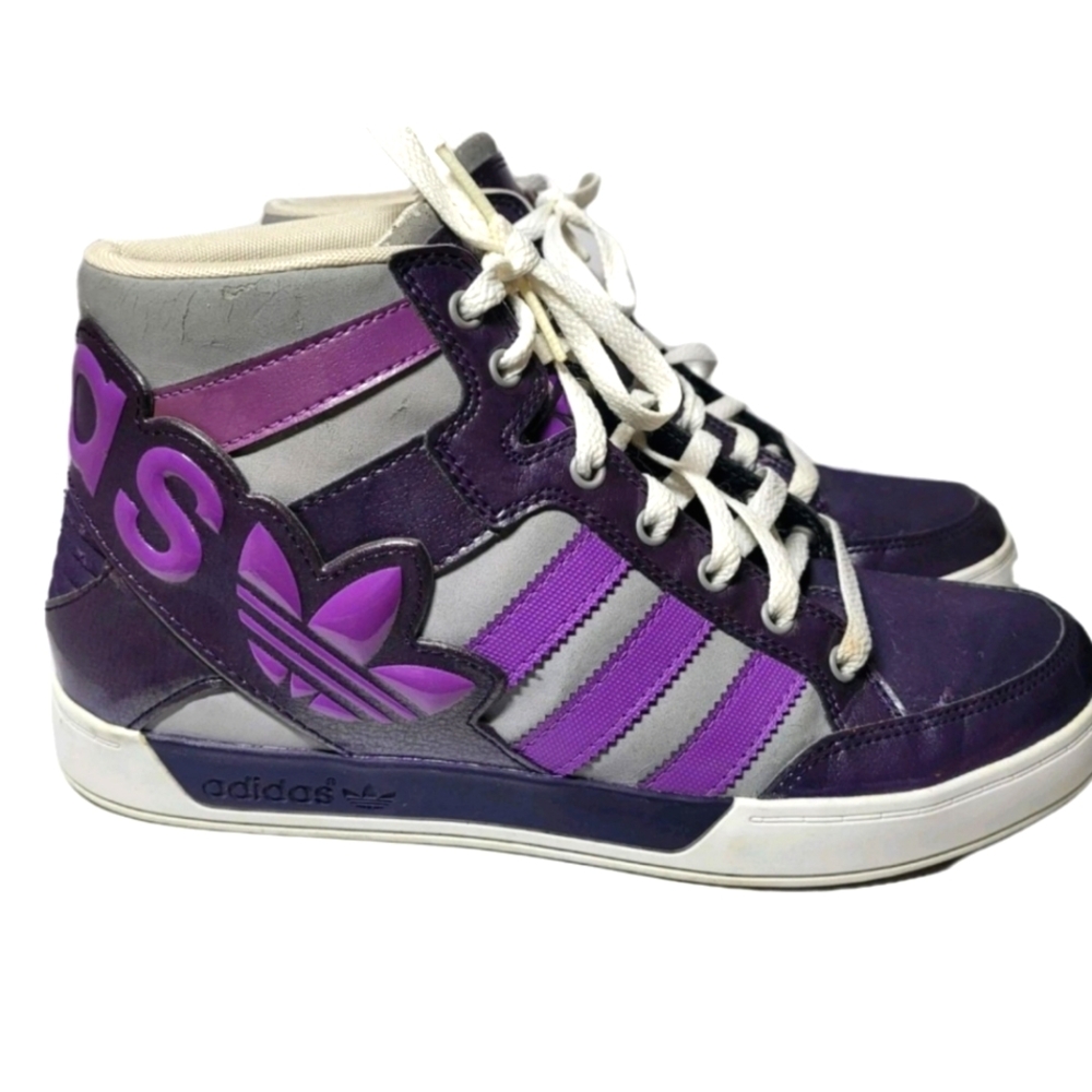 Adidas Hard Court Hi Big Logo Original Hightop Purple Grey Size 7 Retro Street
